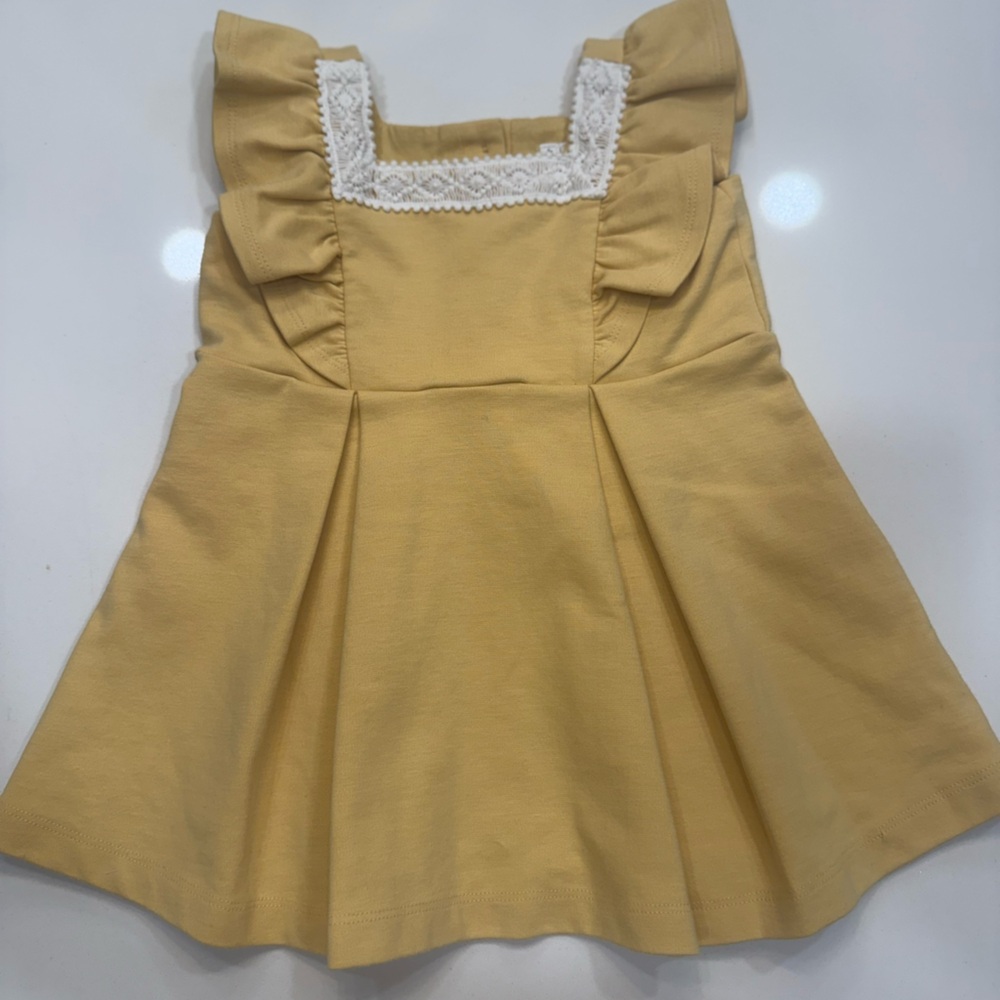 Janie and Jack Mustard Dress with White Lace